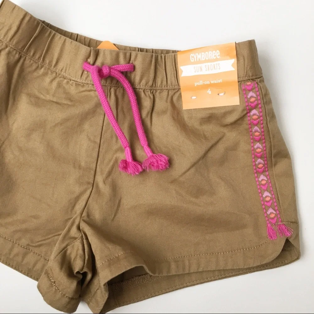 NWT Gymboree Khaki/Pink Sun Shorts